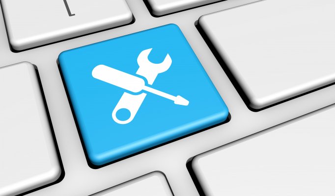 Reimage Repair system optimizer software price cost repair blue tools keyboard on computer keyboard wrench and screwdriver